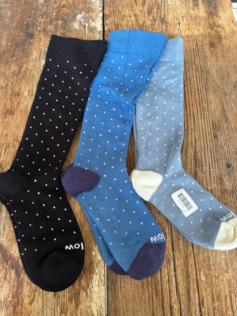 Wellow Men's Compression Polka Dot Dress Socks - 1 Black - 2 Blues